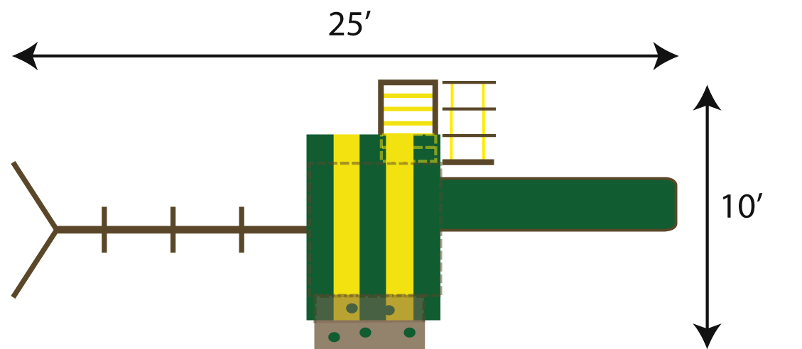 Swingset Footprint: 25′ x 10