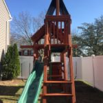 Cedar space-saving swingset designs