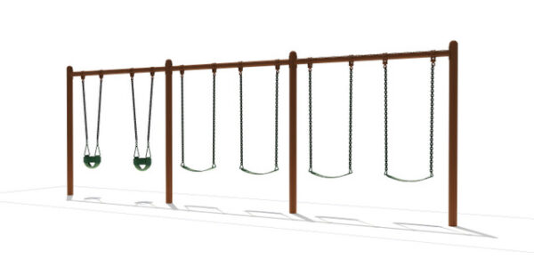 5" Single Post Swing Frame 8ft- 3 Bay