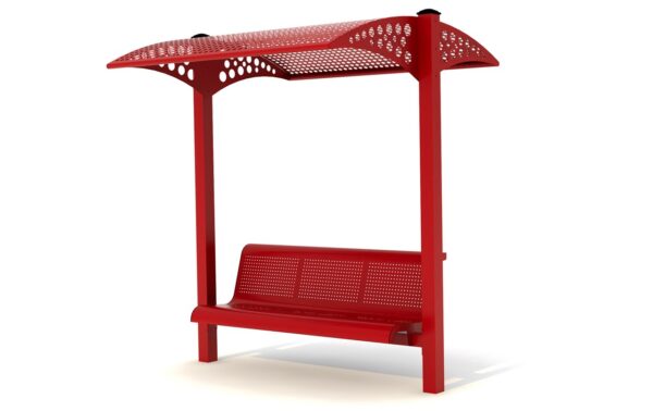 6ft Perforated Metal Bench with Back and Shade
