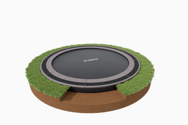 14' Round North Trampoline Inground Gray